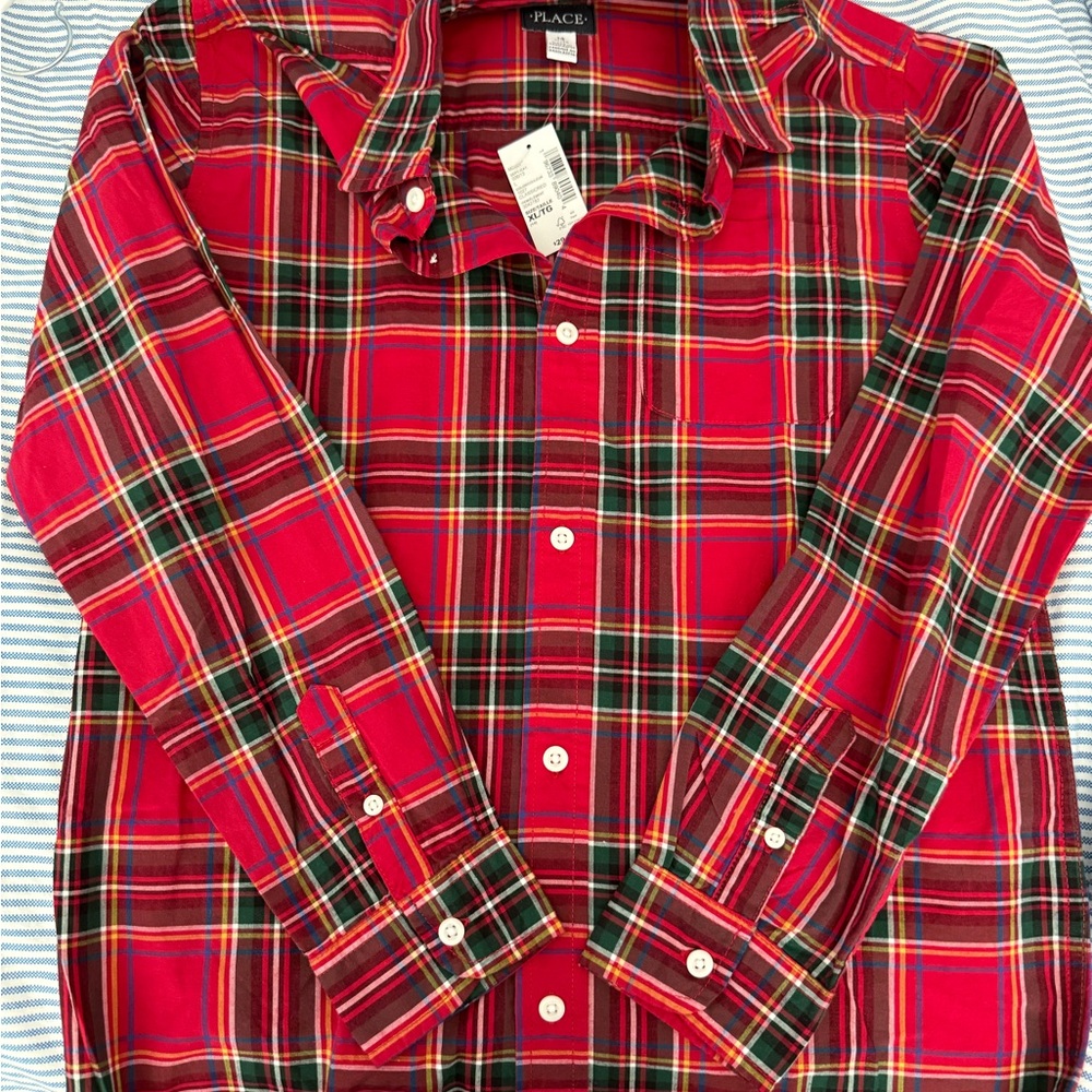 The Children's Place Vibrant Red and Green Plaid Shirt